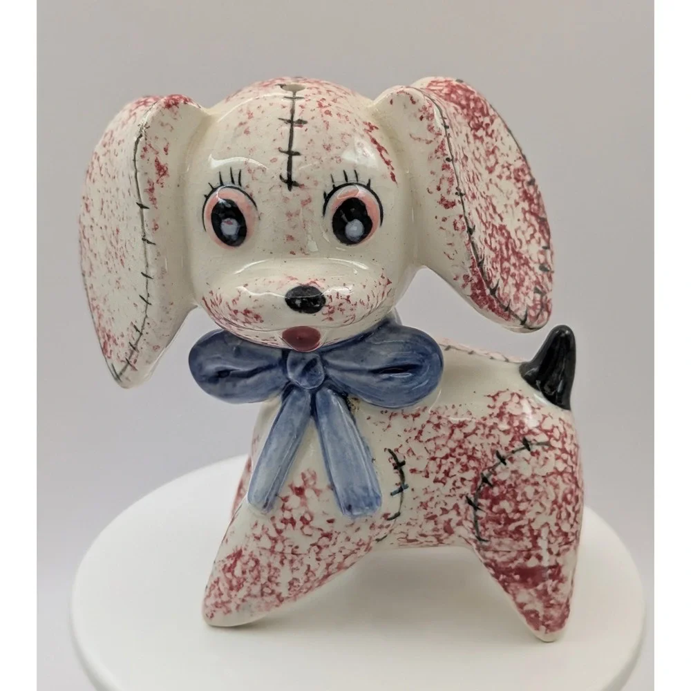 Vintage Ceramic Patchwork Puppy Pepper Shaker Japan‎ Kitschy READ